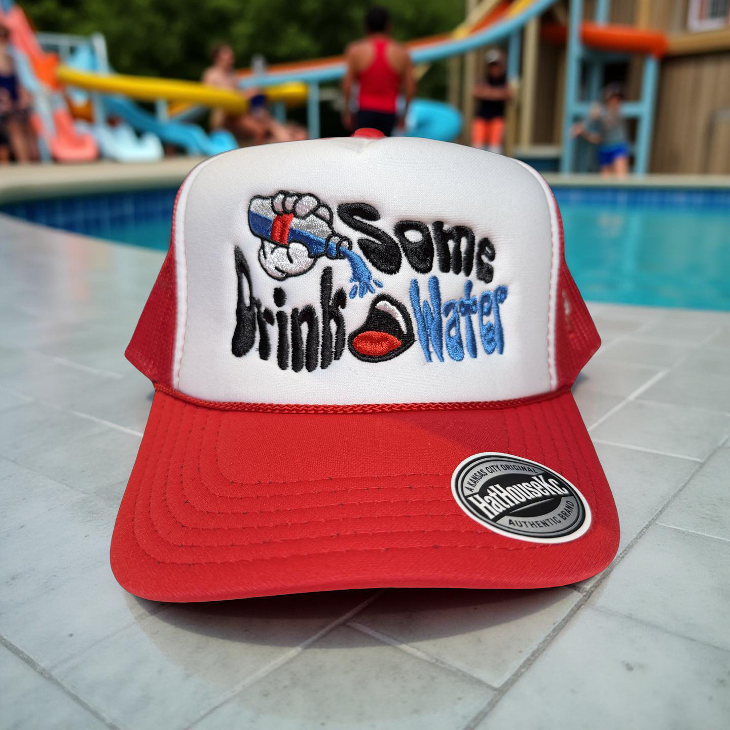 “Drink Some Water” Trucker Hat – Hydration Reminder Edition